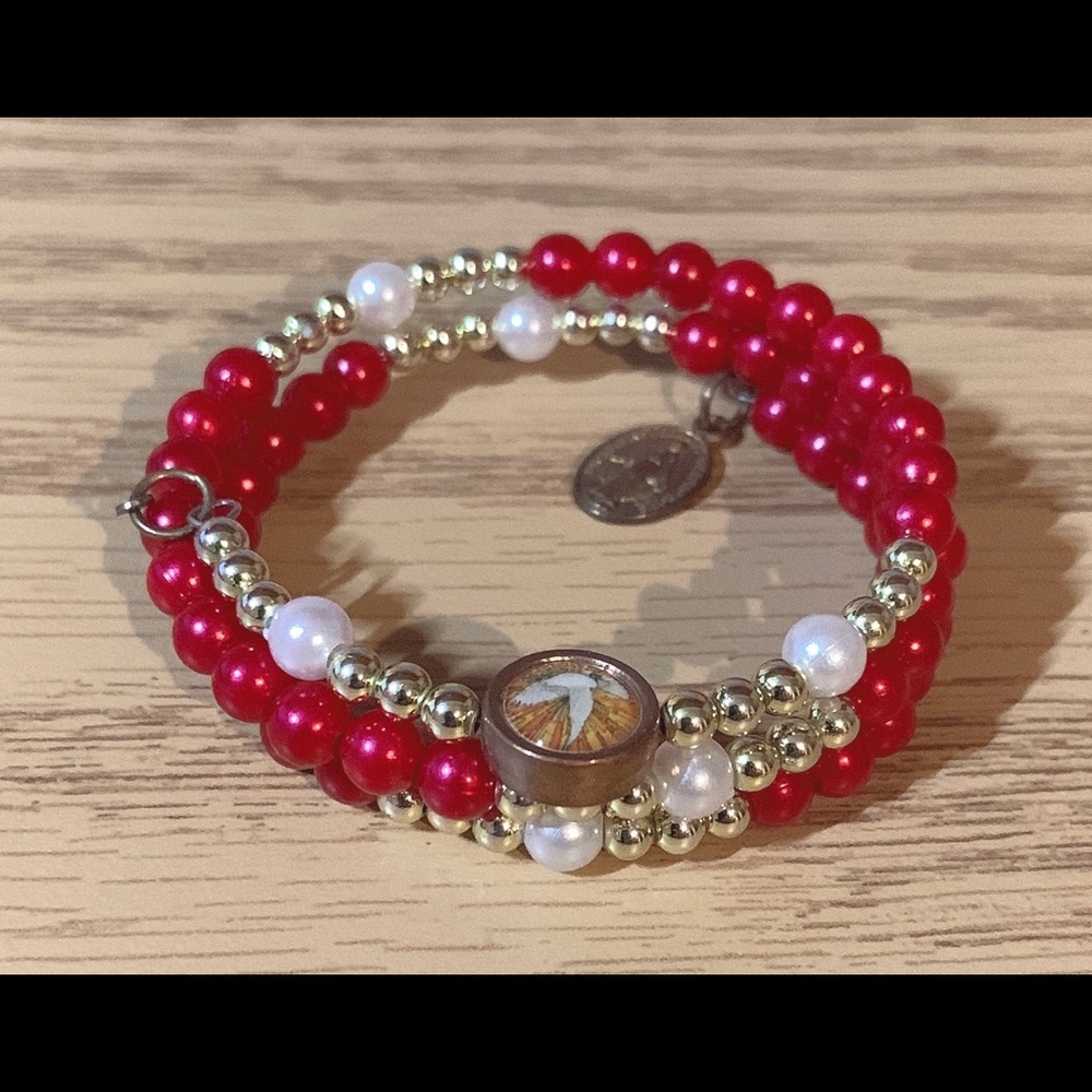 Red and Gold Bead Bracelet